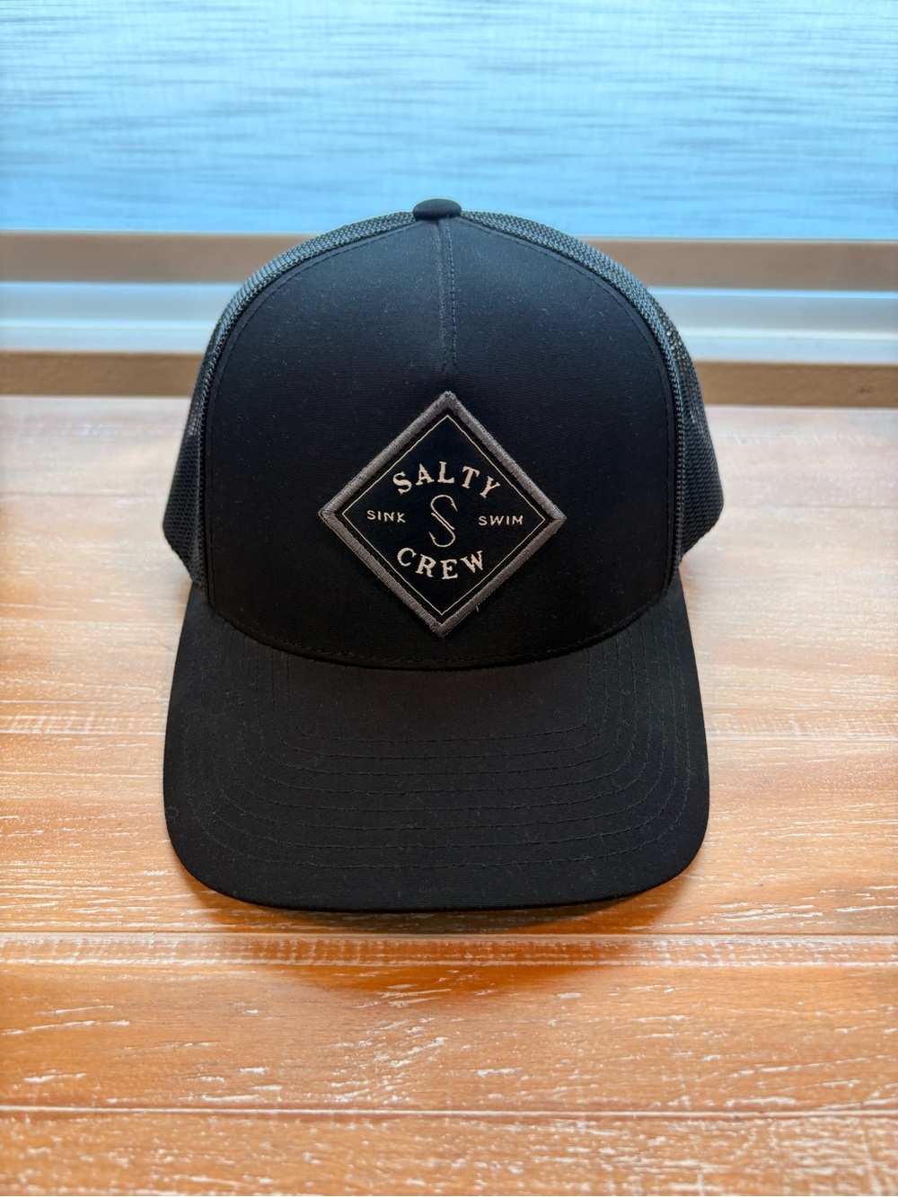 Salty Crew Black Trucker Hat with Diamond Logo Patch